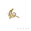316L SURGICAL STEEL THREADLESS PUSH IN MOON BEZEL START CZ TOP PART